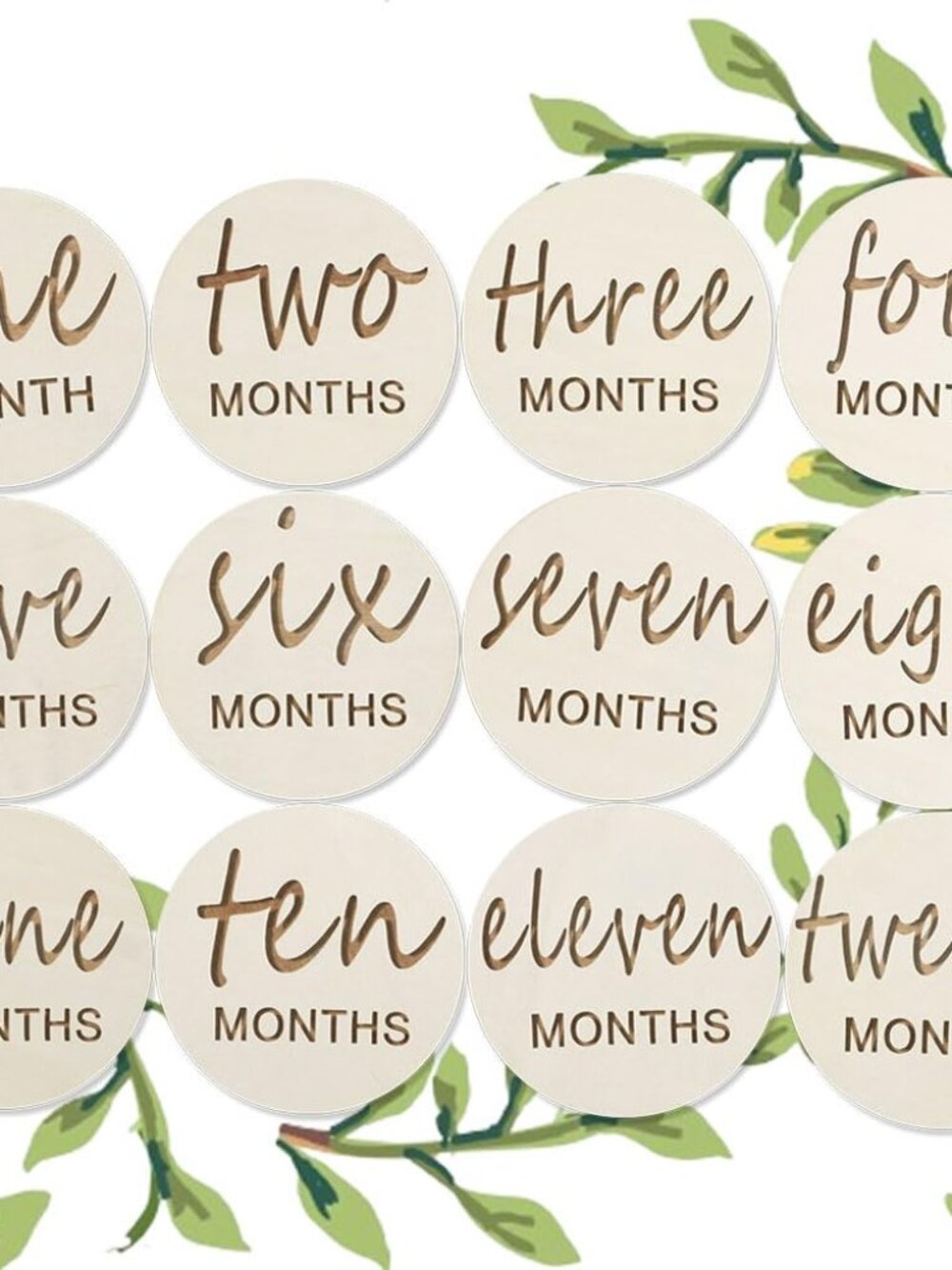 Wooden Baby Monthly Milestones for Newborn Baby,1-12 Months Baby Announcement Di